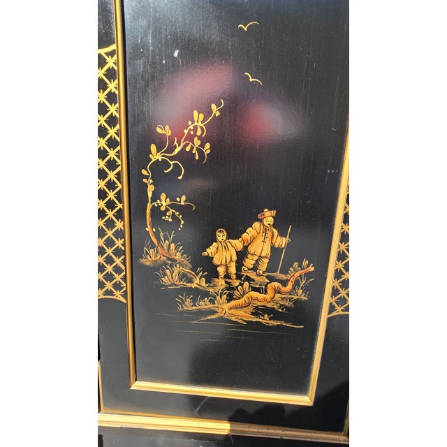 Vintage Chinese Asian Black Lacquer Chinoiserie Sideboard Credenza Greene Hinkle For Sale - Image 14 of 18