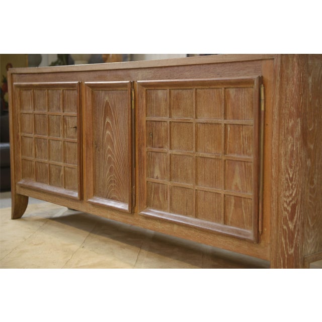 Whitewashed Oak Buffet by Maurice Rinck, 1940s For Sale - Image 11 of 17