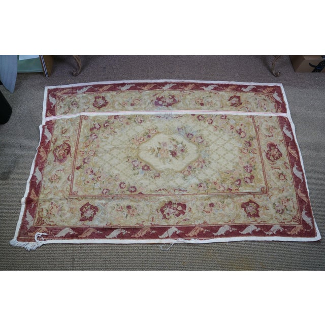 Vintage Floral Rose Needlepoint Textile Tapestry Area Rug 66" For Sale - Image 17 of 17