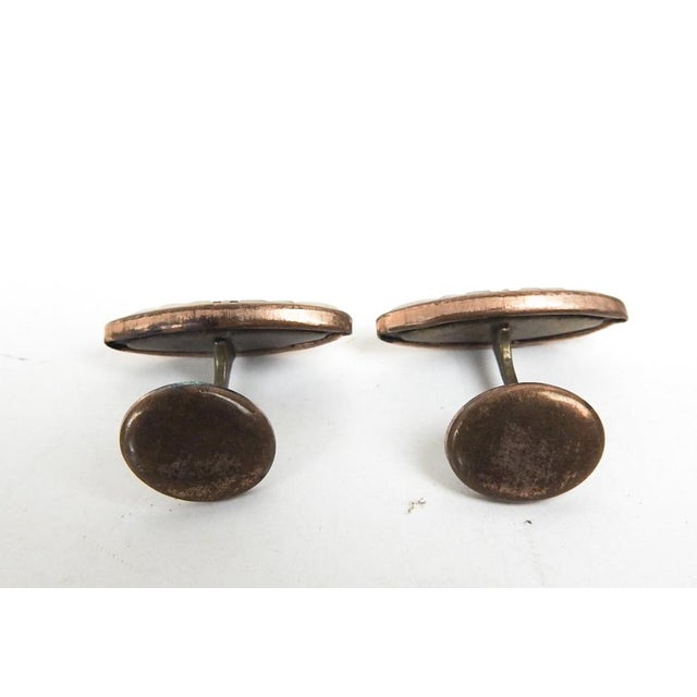 Art Deco Antique Gold Fill Mother of Pearl Carved Cufflinks For Sale - Image 3 of 3
