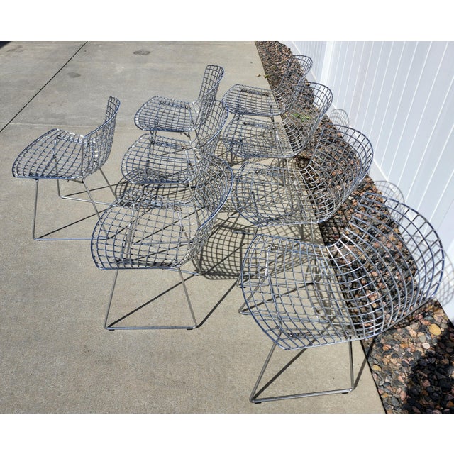 1960s Vintage Set of 8 Attributed to Harry Bertoia for Knoll Side Chairs. For Sale - Image 5 of 10