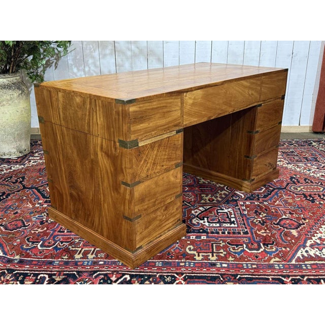 Indian Marine Flat-Top Desk in Mahogany, 1980s For Sale - Image 15 of 18