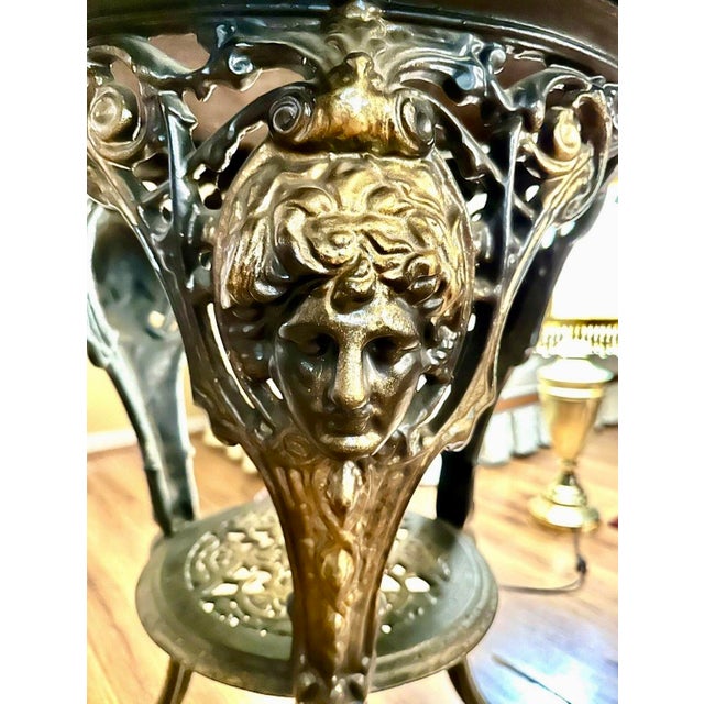 Chestnut 19th Century Cast Iron London Pub Table W/Wooden Mahogany Top For Sale - Image 8 of 12