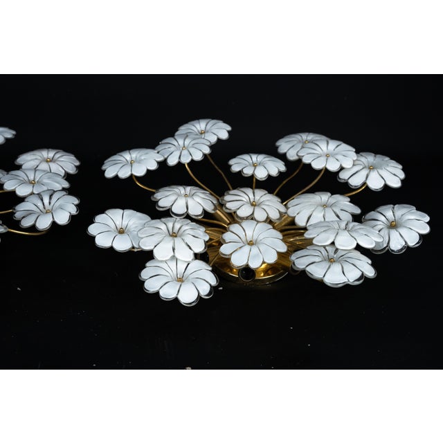 Murano White Flower Ceiling Lamps, Italy, 1980s, Set of 2 For Sale - Image 12 of 18