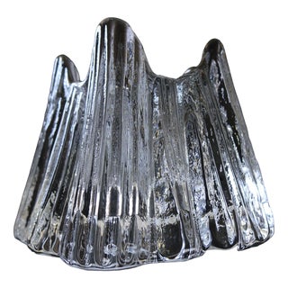 Vintage Volcano Tea Light Candleholder in Glass by Rune Strand for Nybro For Sale