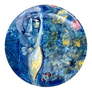 1972 Marc Chagall for Georg Jensen Limited Edition Fine Art Porcelain Plate - "The Floating Bride" For Sale