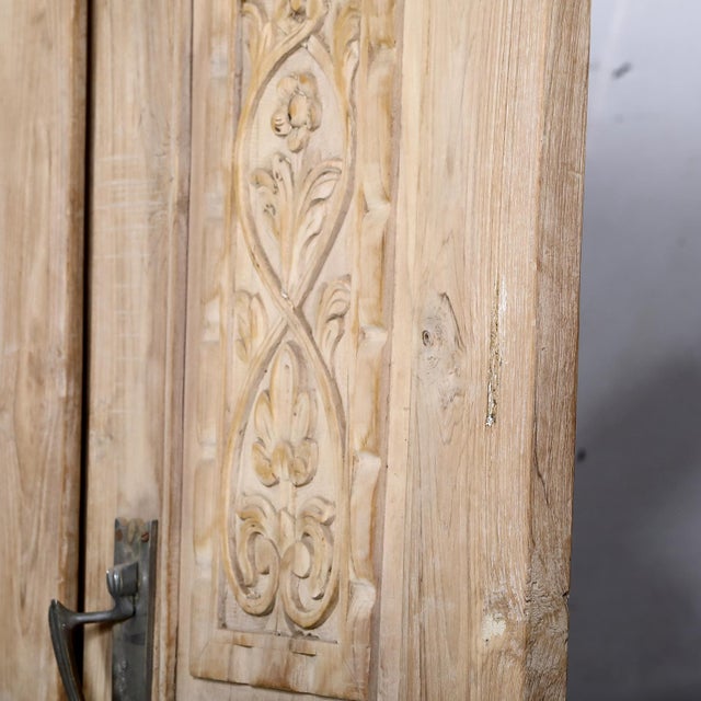 Farmhouse Antique Indian Bleached and Carved Teakwood Door, C. 1880–1900 For Sale - Image 3 of 5