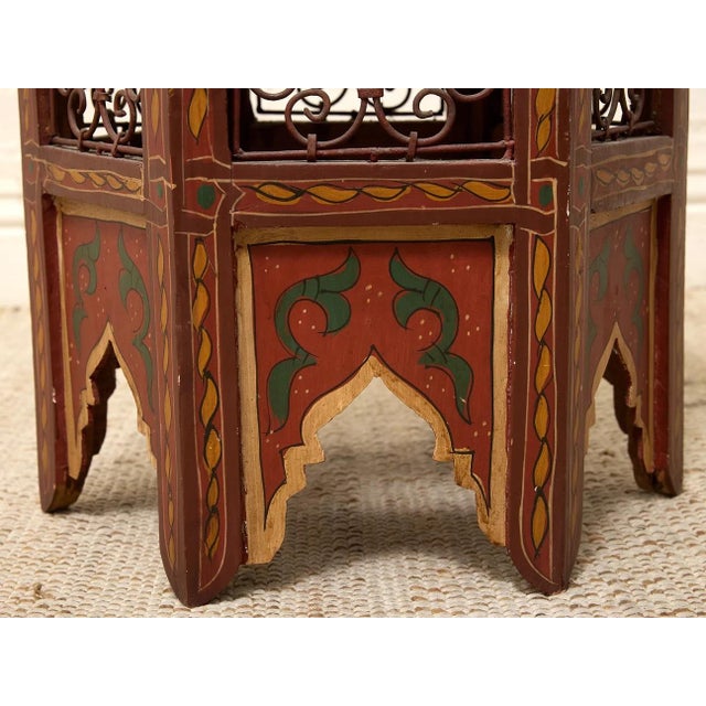 Vintage Moroccan Hand-Painted Hexagonal Side Table For Sale - Image 9 of 11