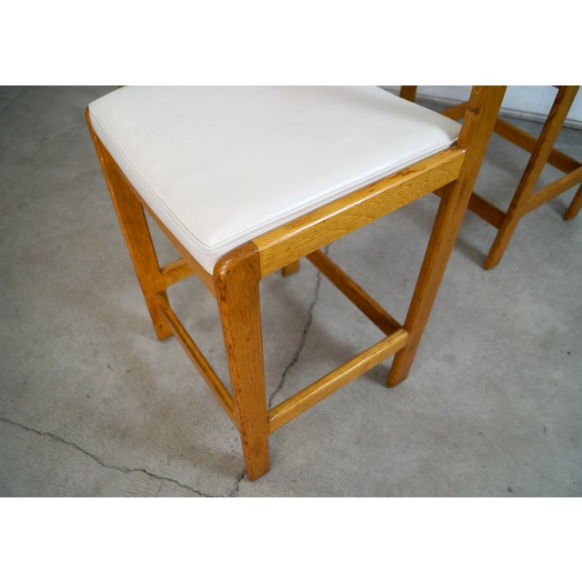 1970’s Mid-Century Modern Leather Counter Stools - Set of 3 For Sale - Image 11 of 12