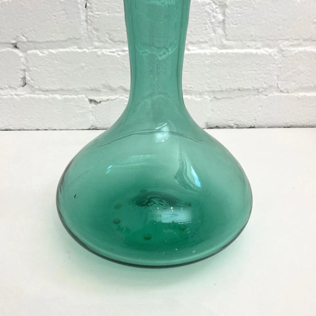 Glass Vintage Blenko Sea Green Tall Decanter Design Design #5815 For Sale - Image 7 of 9