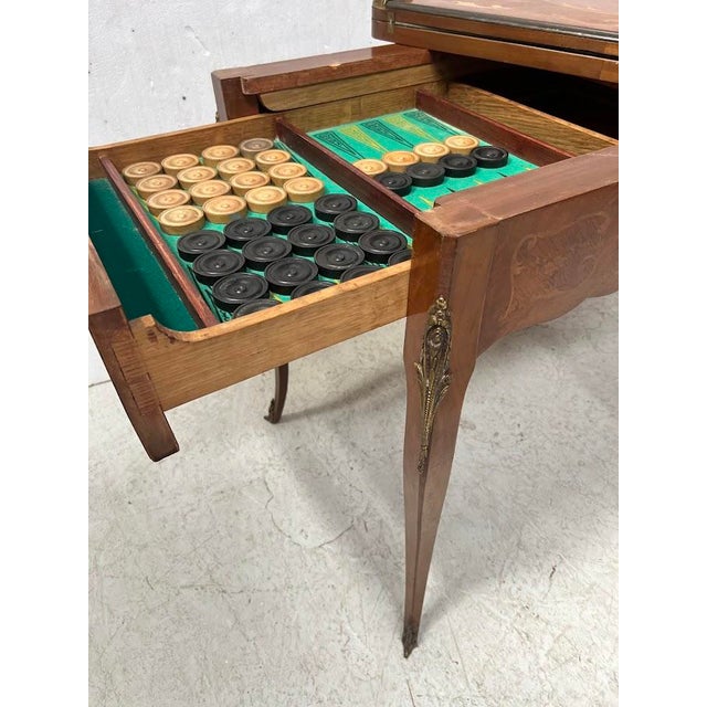 Louis XV Style Games Table with Marquetry Decoration, 20th Century For Sale - Image 4 of 15