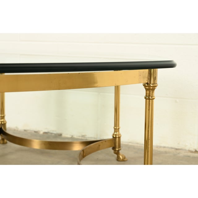 LaBarge Hollywood Regency Brass and Glass Hooved Feet Cocktail Table, Circa 1960s For Sale - Image 10 of 14