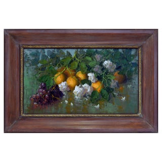Renato Criscuolo, Composition with Oranges and Flowers, Oil on Canvas, 2000s, Framed For Sale
