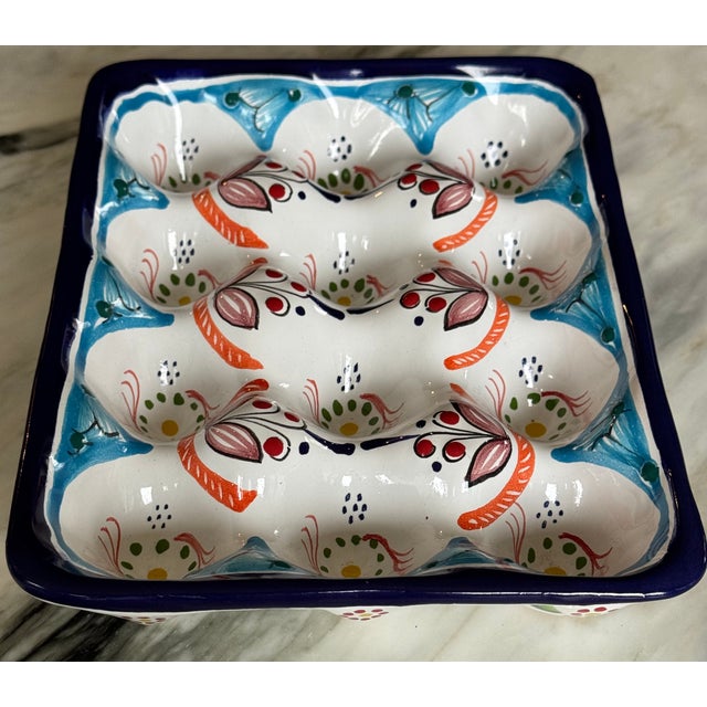 Hand Made in Mexico Vintage Ceramic Clay Pottery Egg Plate For Sale - Image 9 of 16