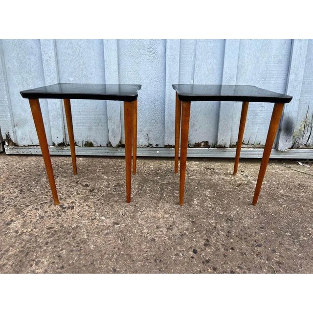 Mid 20th Century Pair Mid Century Modern Teak and Black Painted Top 2 Stacking Tables For Sale In Washington DC - Image 6 of 12