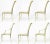 Set of six Design Institute of America brass and chenille upholstered dining chairs with Art Deco details. Four side...