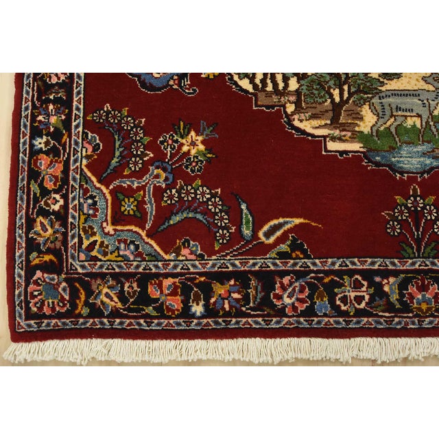 2000 - 2009 Kashan Rug 2’2” X 3’5” Red Wool/Silk Vintage Traditional Hand-Knotted Carpet For Sale - Image 5 of 7