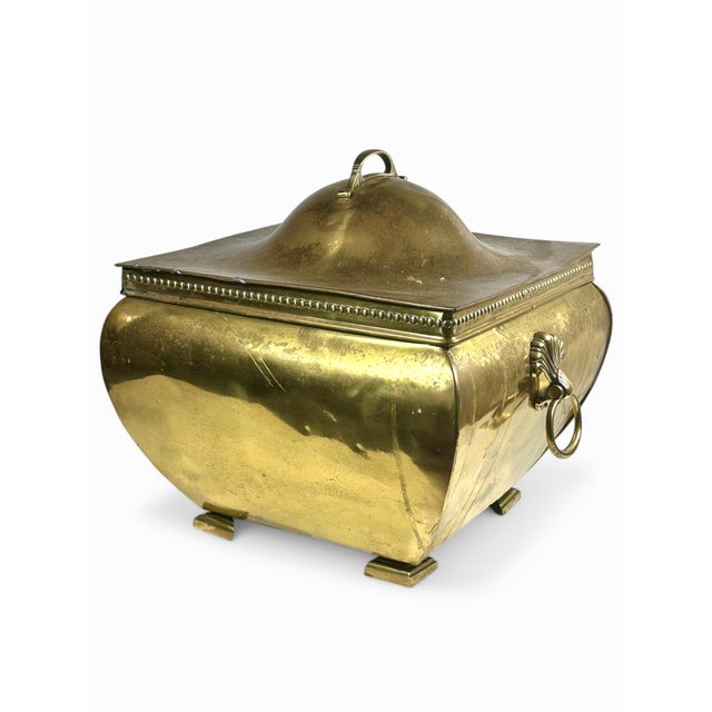 Antique Edwardian Traditional Brass Fireplace Coal Scuttle For Sale - Image 9 of 12