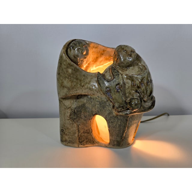 Brown Sculptural Sandstone Lamp by Annie Maume, France, 1970s For Sale - Image 8 of 14