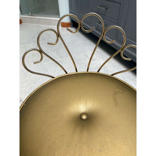 Vintage 70s Vanity Gold Stool in Brass For Sale In New York - Image 6 of 6