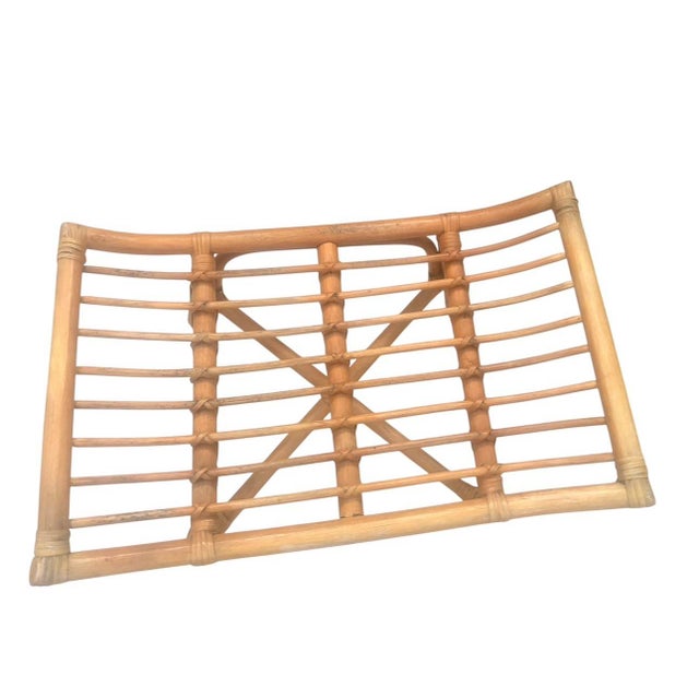 Wood Bentwood Bamboo & Rattan Saddle Bench Stool Ottoman For Sale - Image 7 of 9