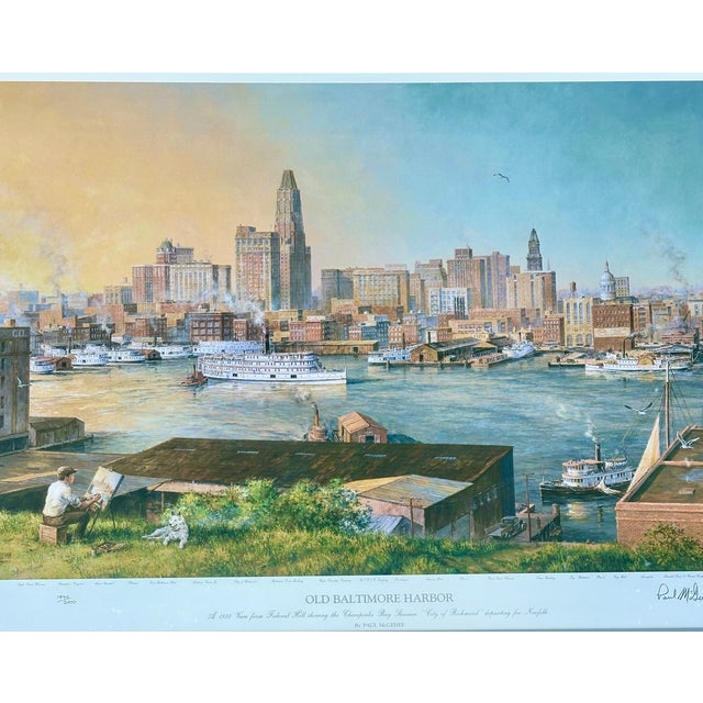 Wood 1980s Baltimore Harbor From Federal Hill, Framed Limited Edition Print – Signed Paul McGehee For Sale - Image 7 of 8
