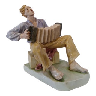 Vintage Rosenthal Porcelain "Accordion Player" Figurine by Hermann Meisel For Sale