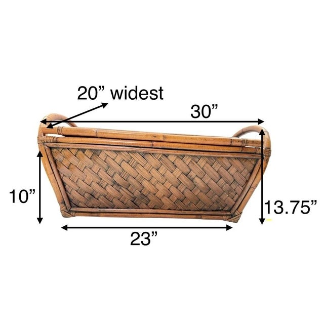 Vintage Bamboo and Rattan Wicker Basket For Sale - Image 4 of 12