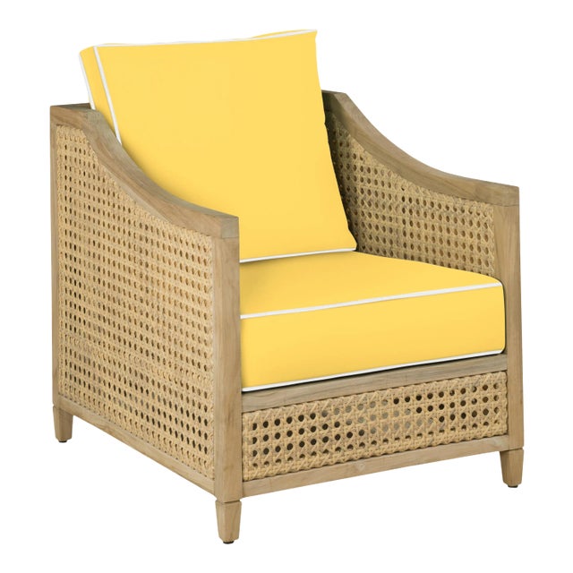 Keys Occasional Arm Chair in Canvas Buttercup with Canvas White Welt For Sale