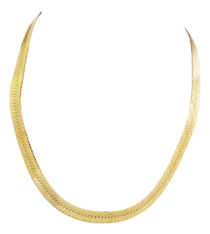 Herringbone 14k Yellow Gold 7mm Wide Necklace 20" Long