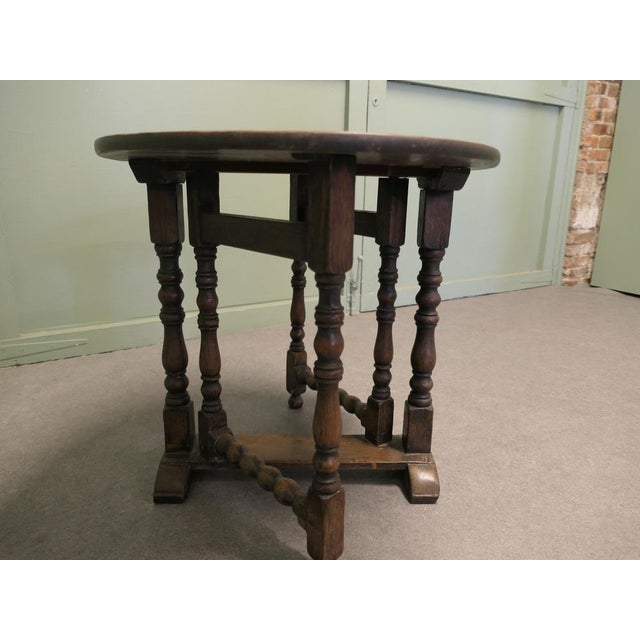 Wood Small Georgian Oak Gate Leg Table the Table Has a Oak Top with Turned Leg, 1800 For Sale - Image 7 of 8