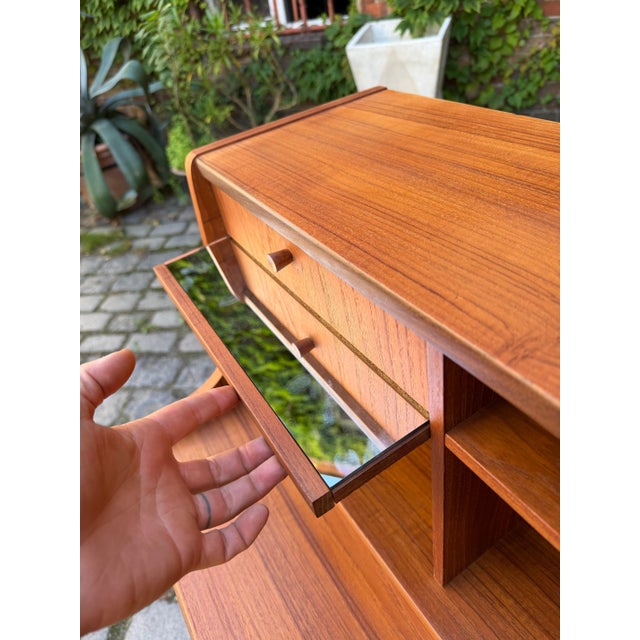 Teak Secretary Desk with Mirror and Lock, Denmark For Sale - Image 3 of 11