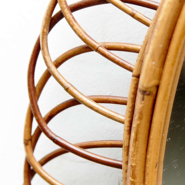 1960s Mid-Century Modern French Riviera Mirror in Bamboo Rattan, 1960s For Sale - Image 5 of 10
