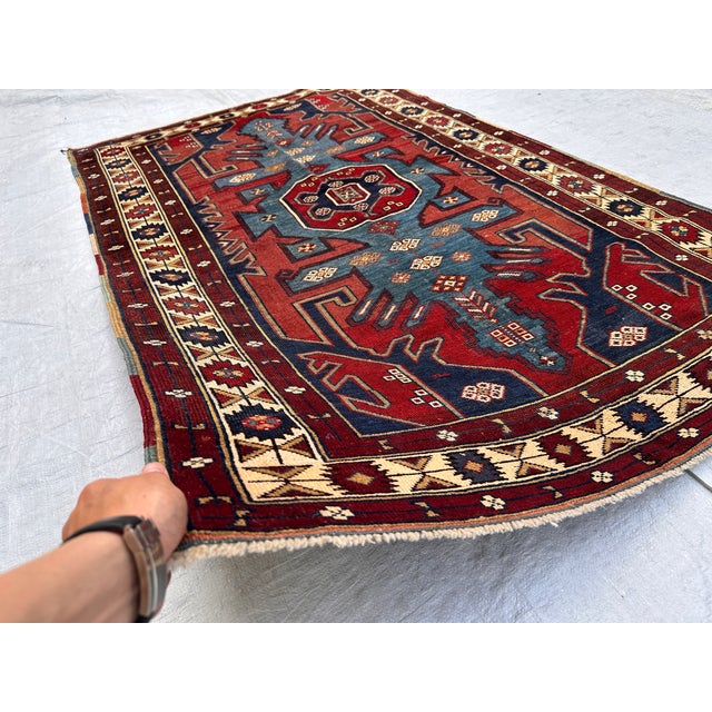 Antique Lori Pambak Kazak Hand-Knotted Wool Rug - 5'8" X 3'10" For Sale - Image 4 of 12
