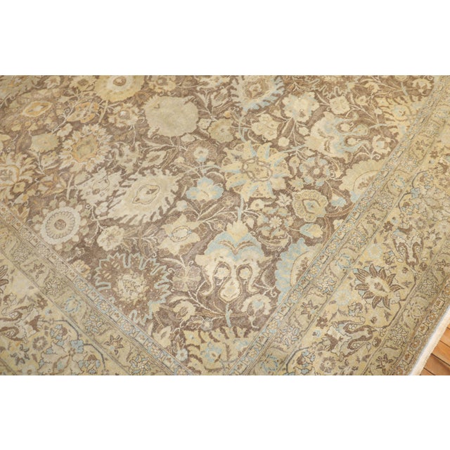 Brown Antique Zabihi Collection Persian Tabriz Rug - 11'1" x 14'8" For Sale - Image 8 of 9