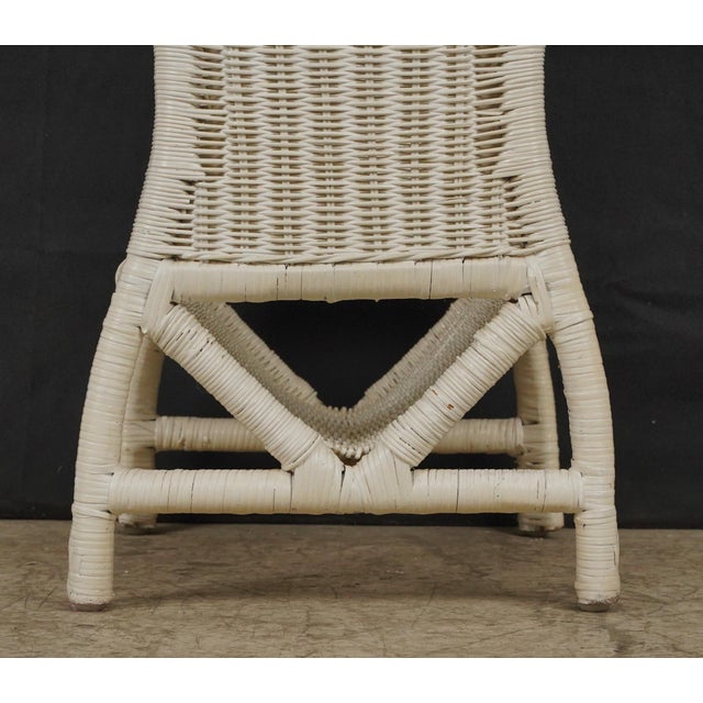 Vintage White Wicker Magazine End Table For Sale - Image 11 of 12