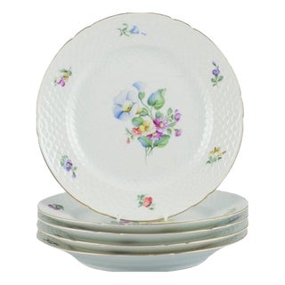 Saxon Flower Dinner Plates from Bing & Grøndahl, 1930s, Set of 5 For Sale
