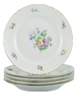 Saxon Flower Dinner Plates from Bing & Grøndahl, 1930s, Set of 5