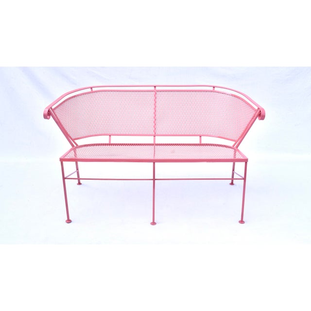 Mid Century Modern Salterini settee newly powder-coated in Flamingo pink. Heirloom quality nicely suited for indoor or...