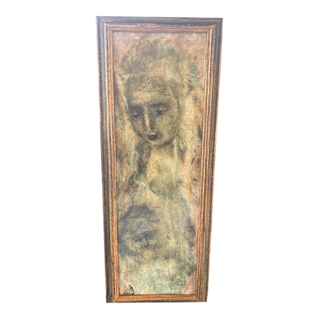 Mid Century Modern Expressionism Portrait Painting by Narinko. For Sale