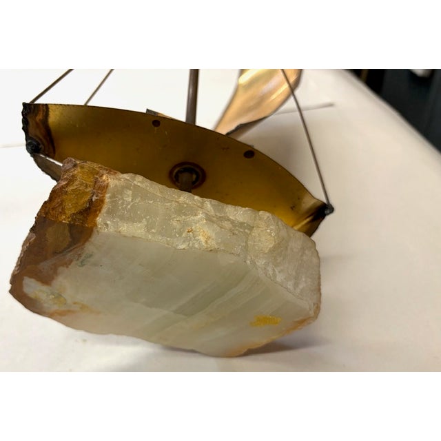 Brass Mid Century Mario Jason Brass Sailboat Sculpture on Stone Base - Signed For Sale - Image 8 of 9