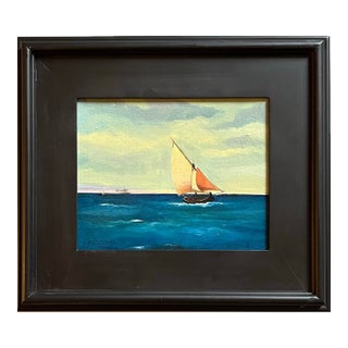 Oil Painting of a Seascape With Sloop by Satori Gregorakis For Sale