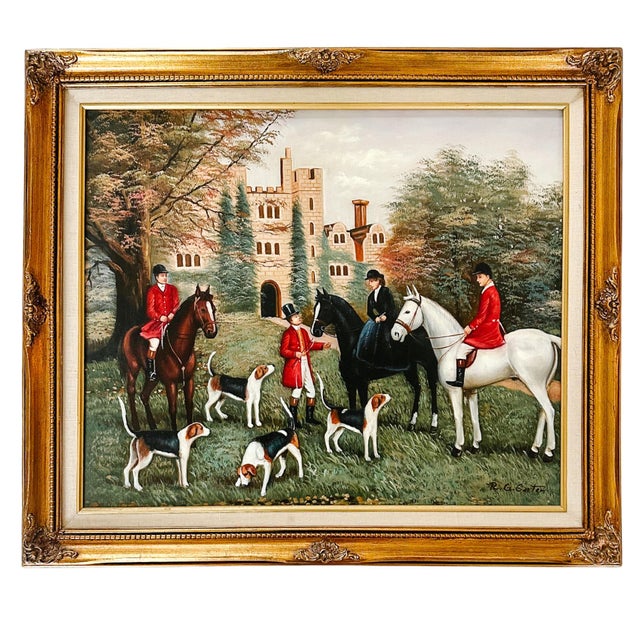 Late 20th Century Framed & Matted English Fox Hunt Equestrian Oil Painting For Sale - Image 11 of 11