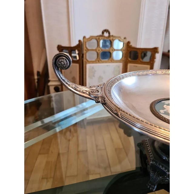 Ceramic Antique Silver-Plated Metal & Biscuit Porcelain Tazza Dish from WMF For Sale - Image 7 of 17