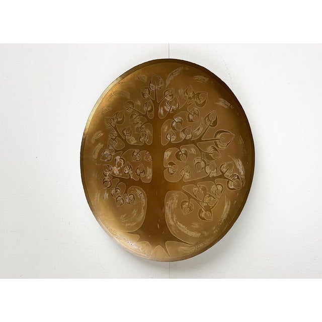 Vintage German Brass Wall Plate with Tree Design from Harjes, 1970s For Sale - Image 10 of 18