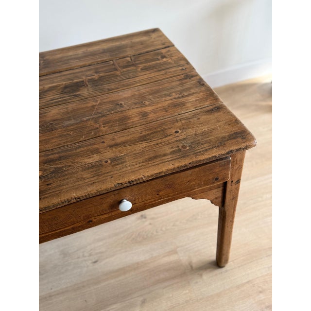 Wood 19th Century English Victorian Pine Farm Table For Sale - Image 7 of 9