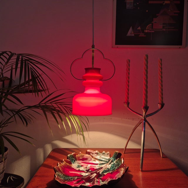 Red Red Glass Pendant Lamp from Flygsfors, Sweden, 1960s For Sale - Image 8 of 10