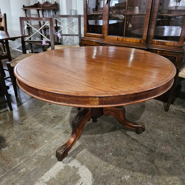 19th Century Victorian Mahogany Round Tri-Leg Pedestal Breakfast Table For Sale - Image 9 of 14