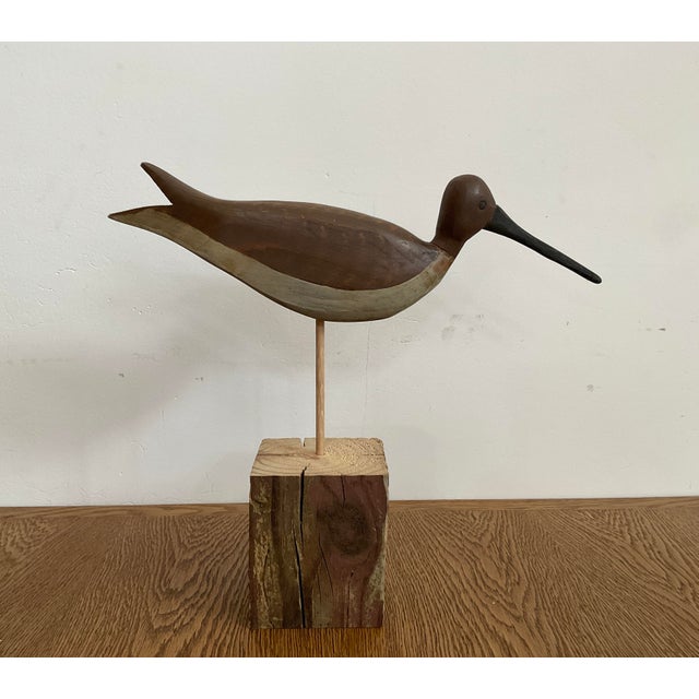 20th C. Mid-Century Modern Style Rustic Shorebird Sculpture on Driftwood For Sale - Image 4 of 6