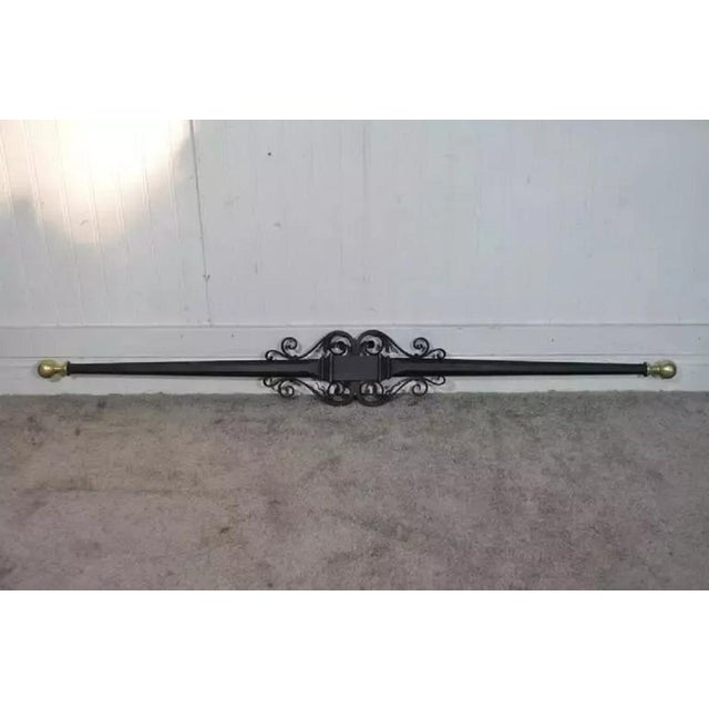 Arts & Crafts Antique Mission Arts & Crafts Scrolling Wrought Iron & Brass Large Andiron Set For Sale - Image 3 of 10